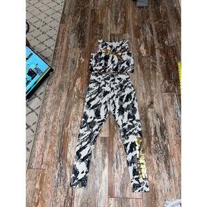 Women’s Puma Black & White Tank Top & Leggings Athletic Set Size Medium